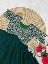 Trending Sequins Embroidery Gown with Full Flair