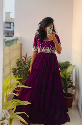 Trending Sequins Embroidered Ruffle Gown