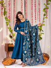 Blue Anarkali Embroidery Suit Set