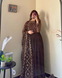 Coffee Colored Anarkali Suit set