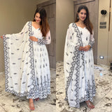 Off White Anarkali Suit set and Dupatta