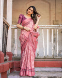 Multicolor Linen Saree with Traditional Patterns