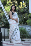 White colour Party wear dolla wedding saree .