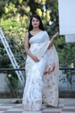 White colour Party wear dolla wedding saree .