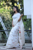 White colour Party wear dolla wedding saree .