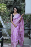Baby Pink pure soft silk saree with Blouse.
