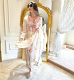 White Embroidery Mirror Work Suit Set