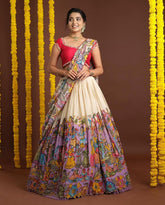 Designer Kalamkari Printed Lehenga Choli with Frill Work
