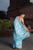 Blue Color Jacquard Cotton Silk Jamdani Saree