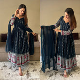 Blue Georgette Anarkali suit Set