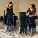 Blue Georgette Anarkali suit Set