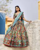 Multicoloured Chinon Printed Lehenga choli