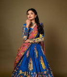 Kalamkari Lehenga Choli Set with Multicolor Cultural Prints