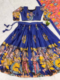 Kalamkari Lehenga Choli Set with Multicolor Cultural Prints