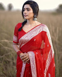 Red Rich Color Special Design Pure Soft Cotton Saree
