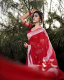 Red Rich Color Special Design Pure Soft Cotton Saree