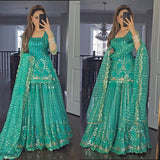 Green Colour Party Wear Look Top Lehenga and Dupatta With Heavy Embroidery Work Set