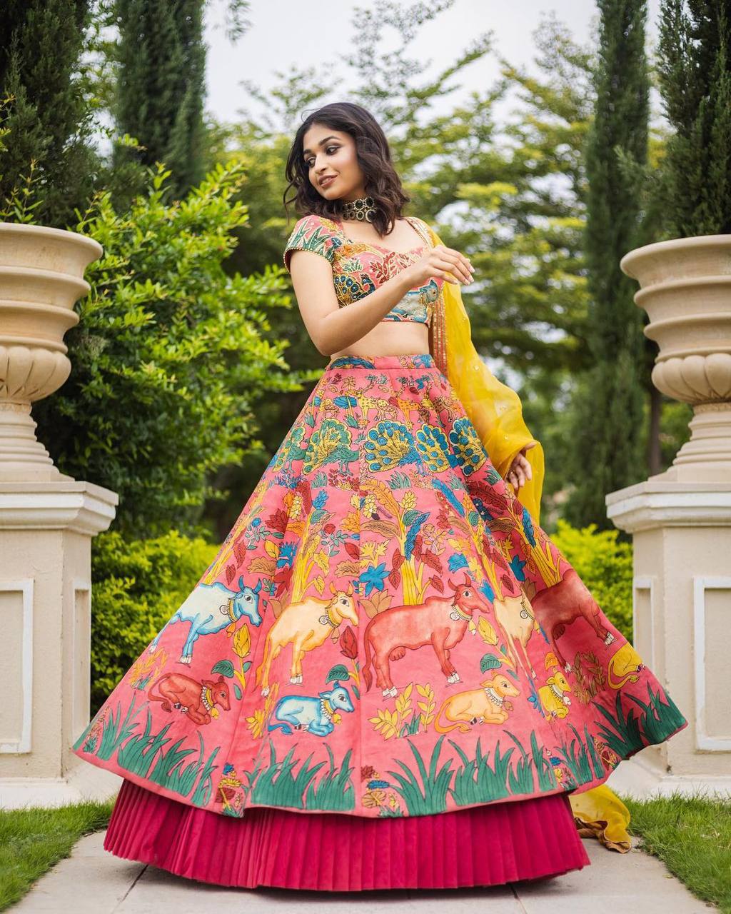 Pink Designer Soft Chinon Lehenga Choli Set