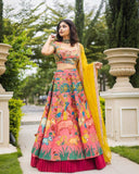 Pink Designer Soft Chinon Lehenga Choli Set