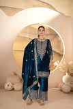 Pure Heavy Viscose Velvet Suit  With Heavy Embroidery Sequence Work