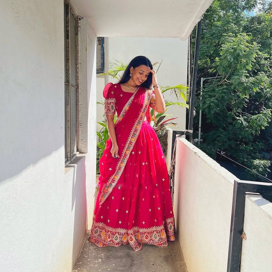 Heavy Georgette Lehenga Choli with Sequins Embroidery Work