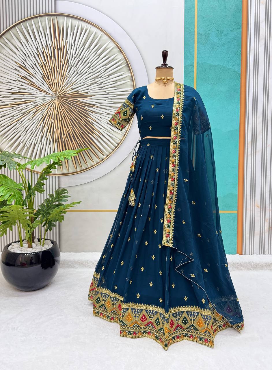 Heavy Georgette Lehenga Choli with Sequins Embroidery Work