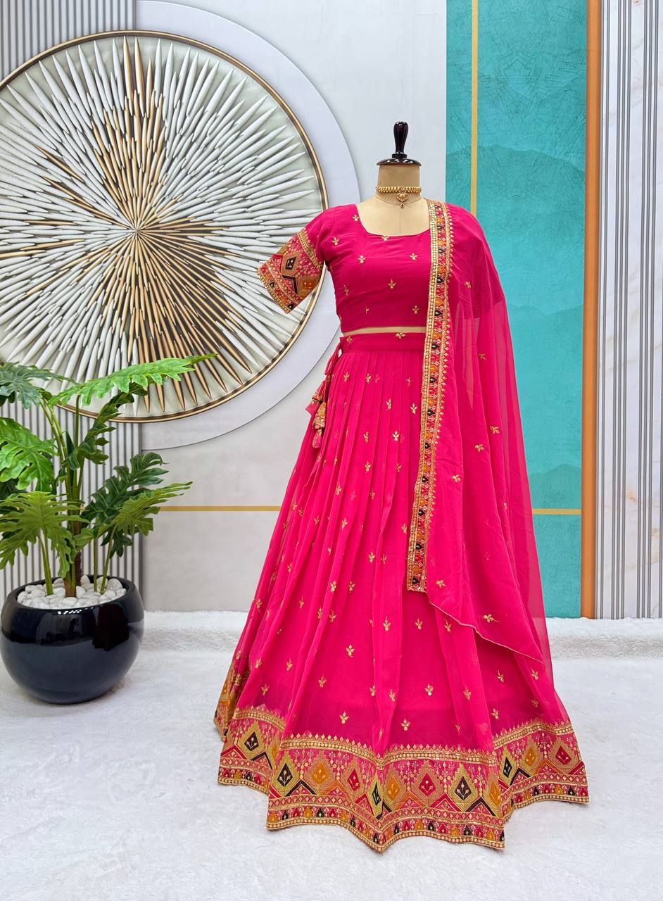 Heavy Georgette Lehenga Choli with Sequins Embroidery Work