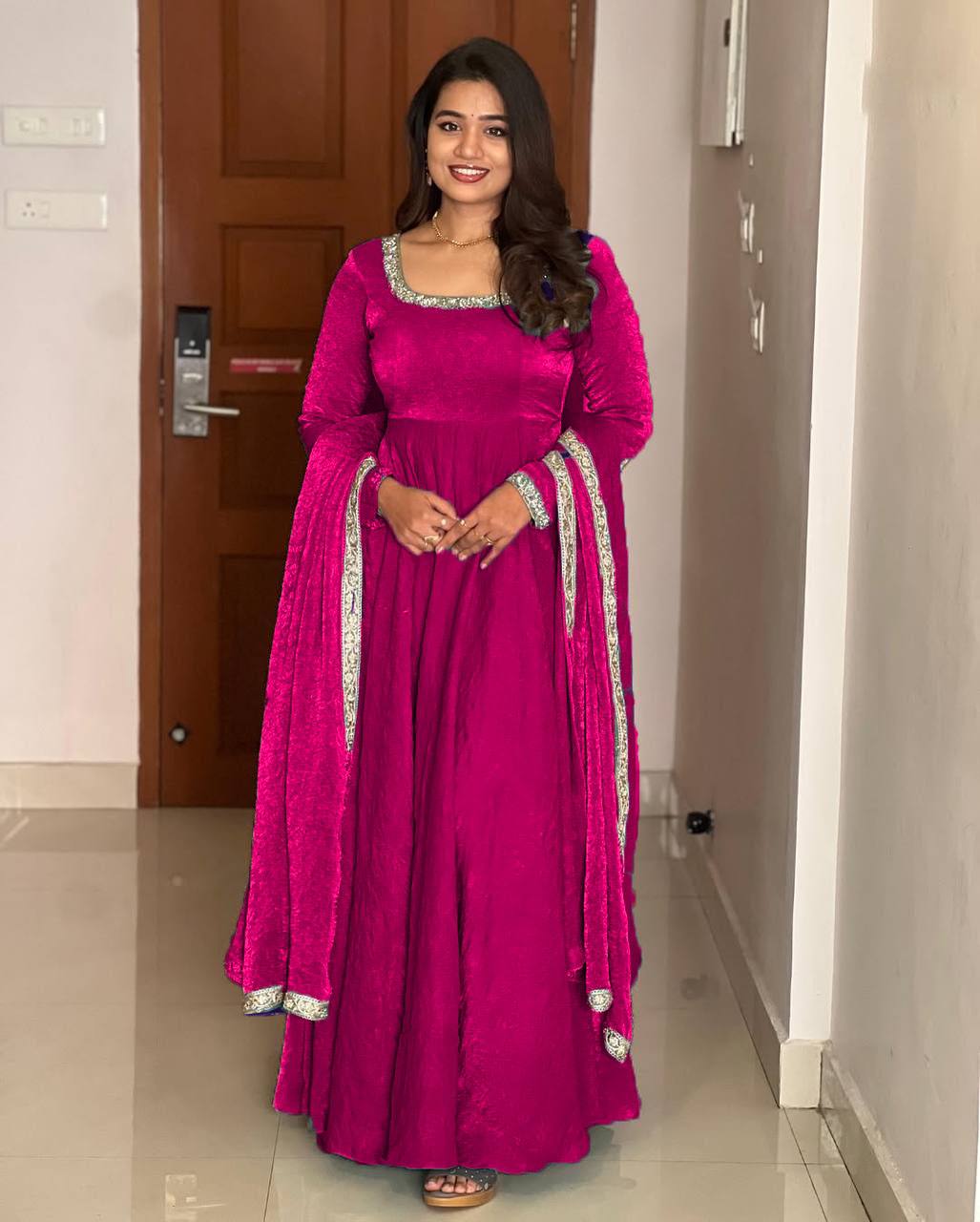 Trending Soft Fendy Silk Embroidery Gown