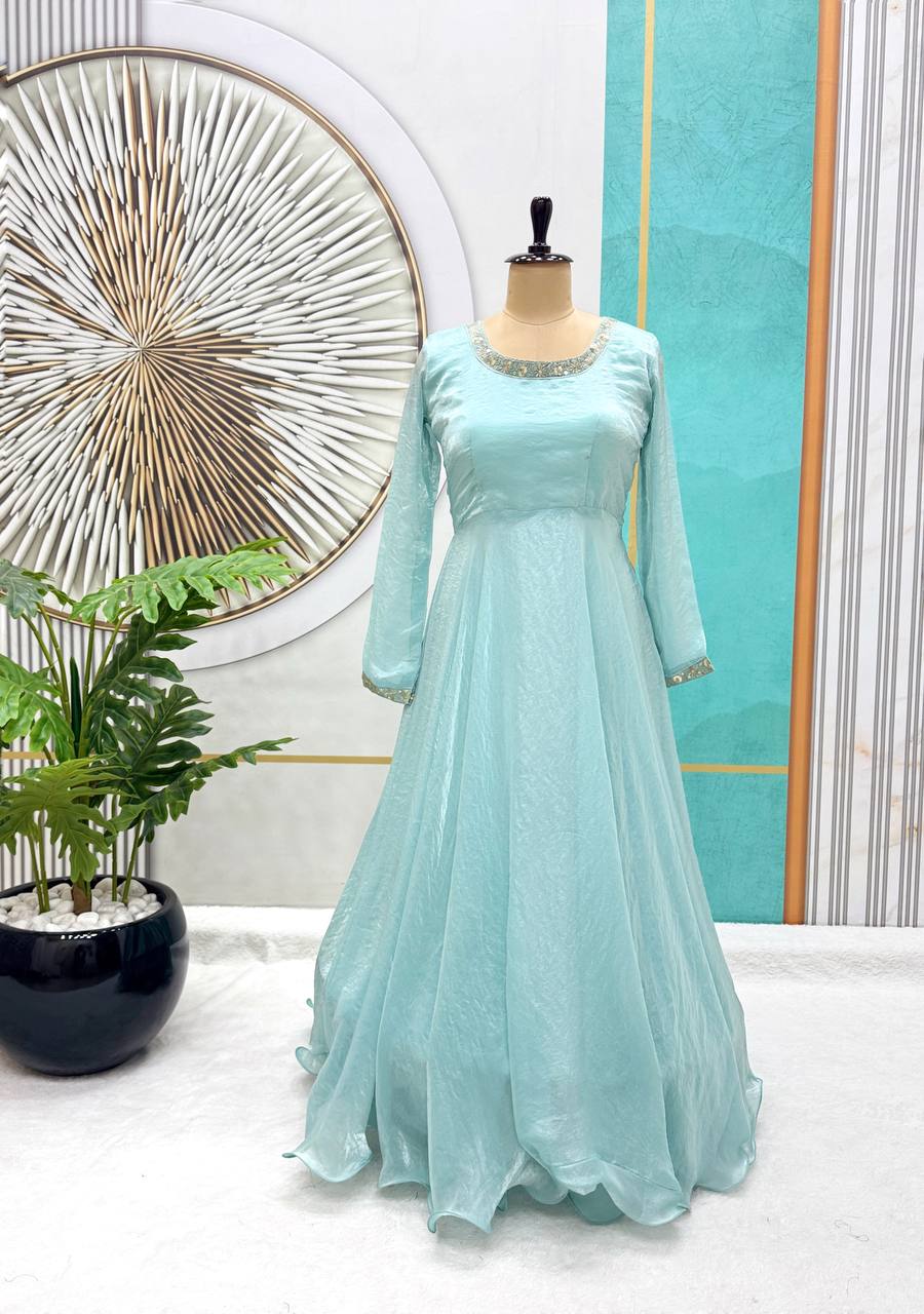Trending Soft Fendy Silk Embroidery Gown