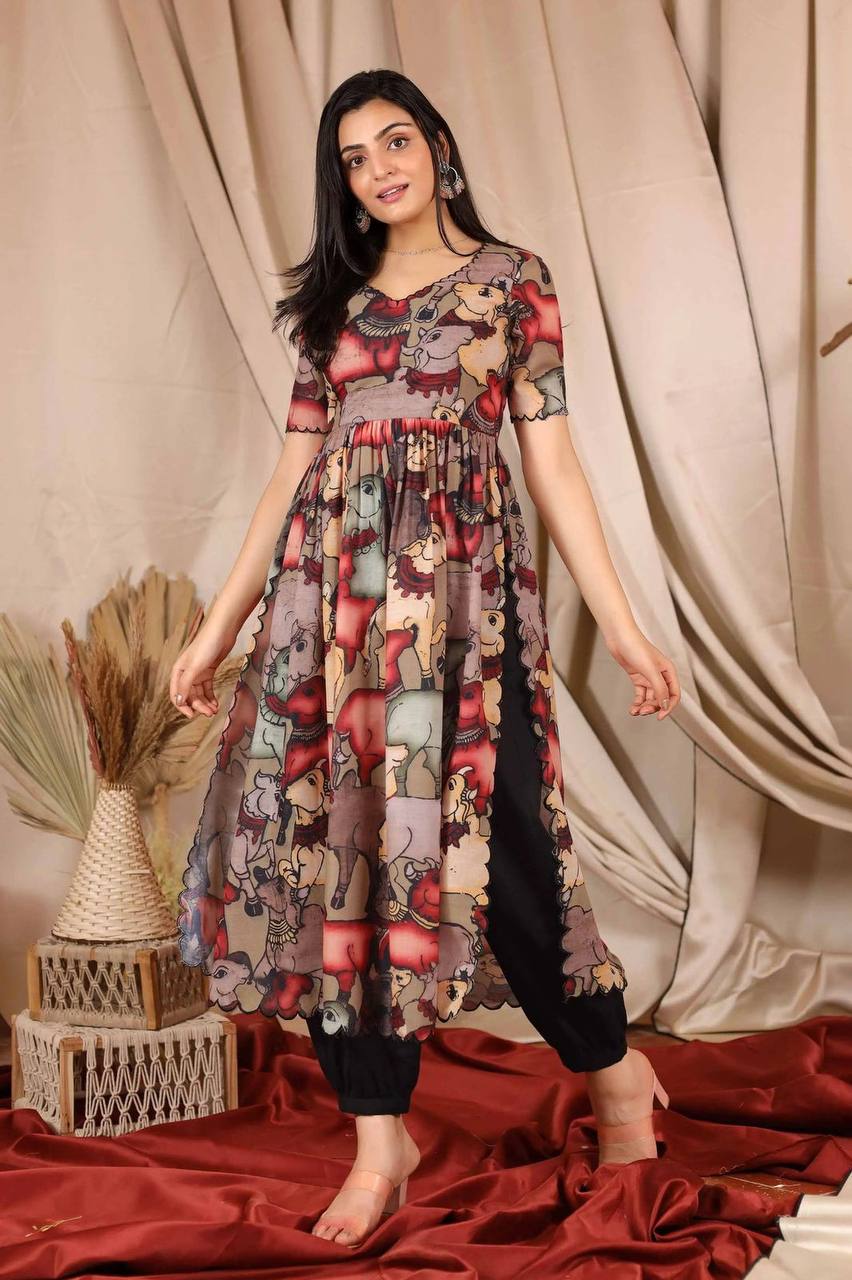 Elegant Kalamkari Stitched Kurti – Festive Collection
