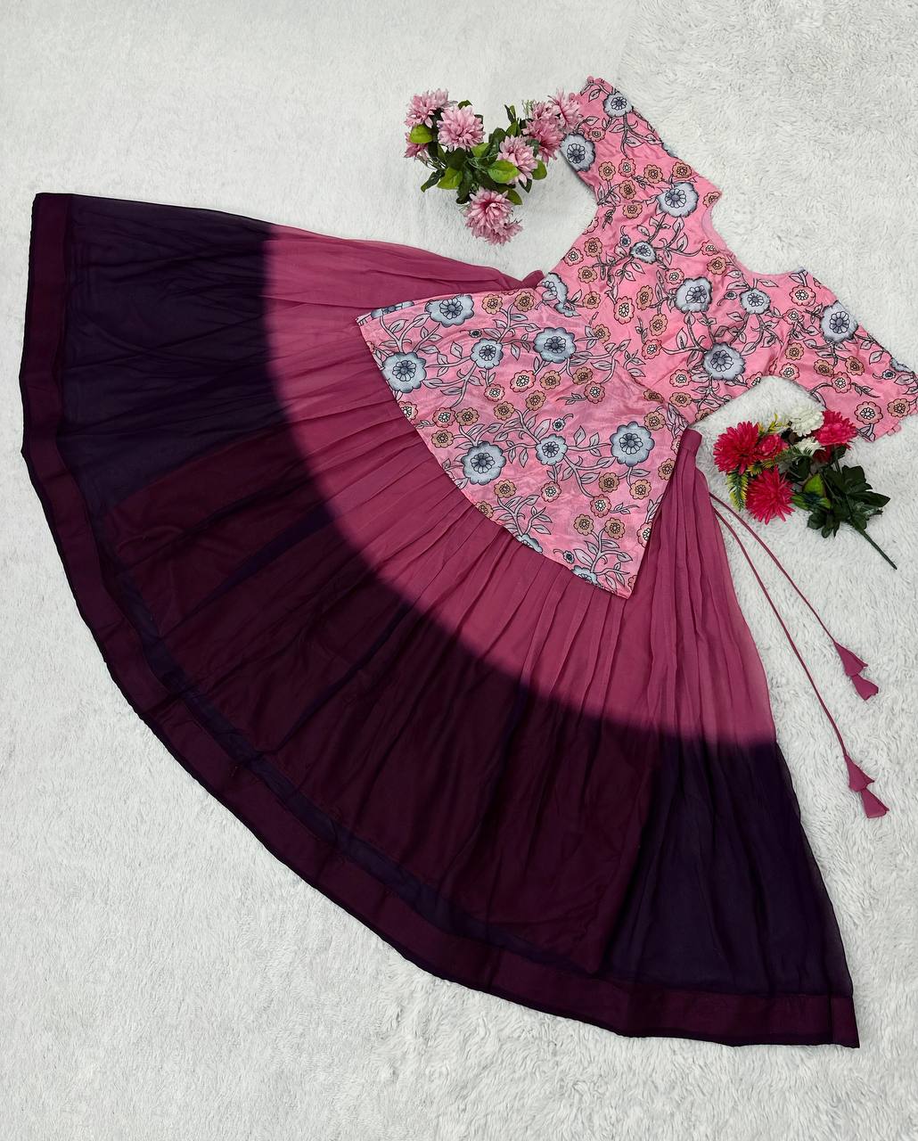 Dual Tone Designer Handwork Lehenga Set