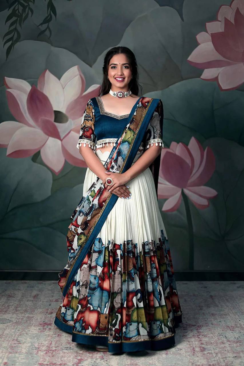 Kalamkari Printed Lehenga Set
