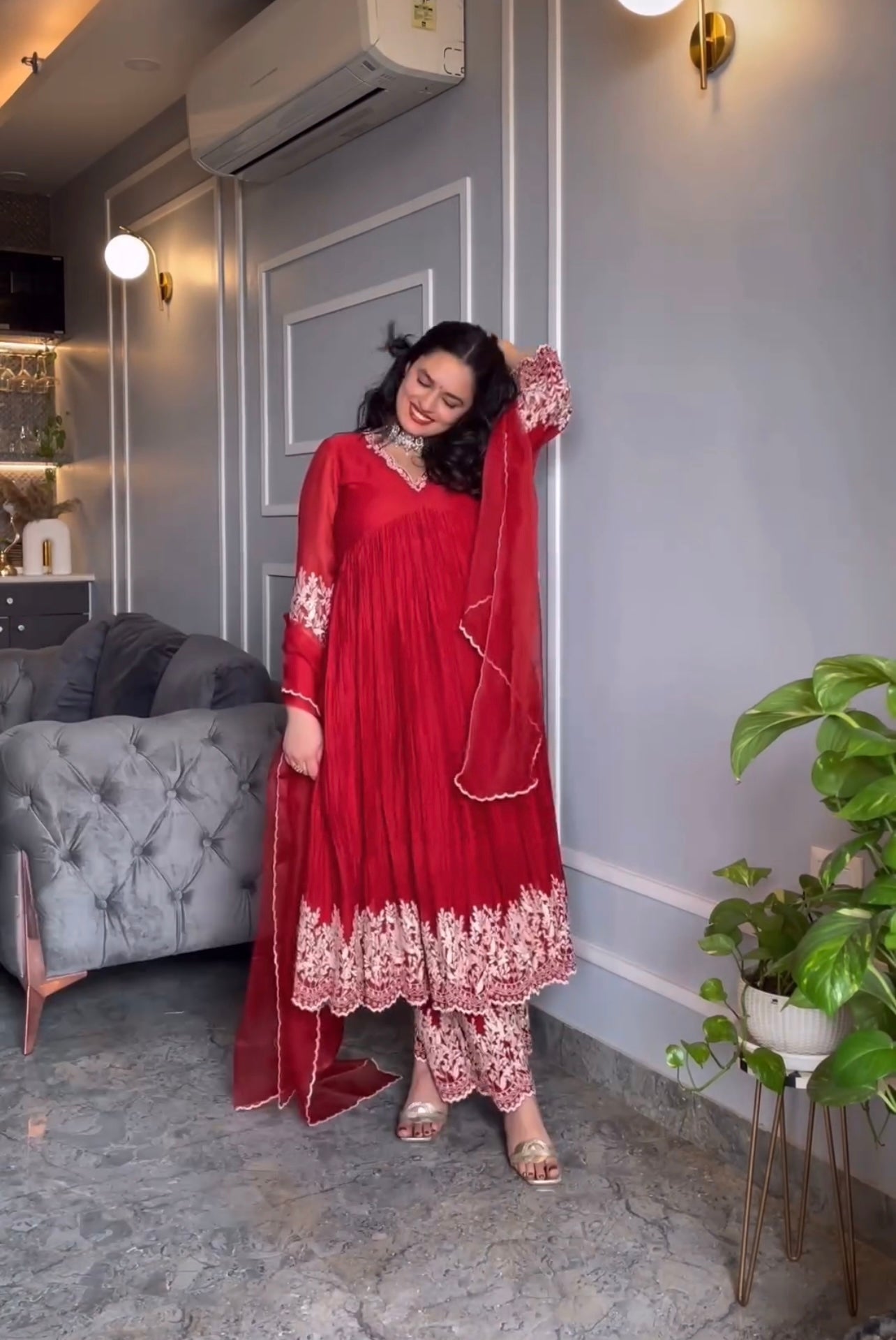 Red Color Anarkali Suit Set