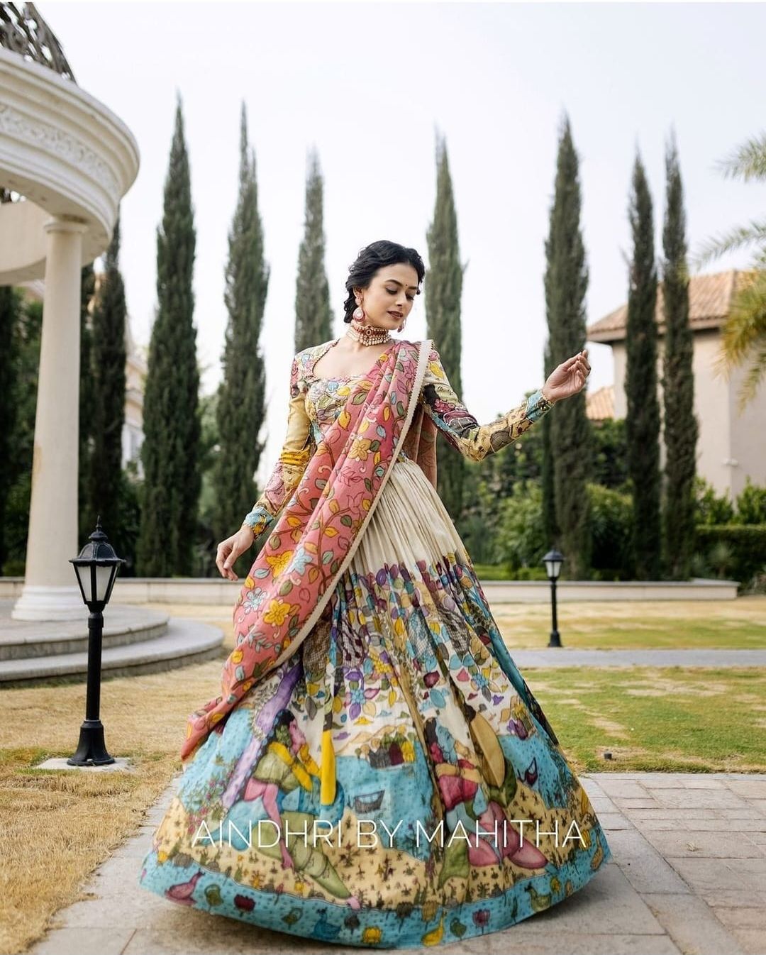 Kalamkari Lehenga with Vibrant Mythological Artwork