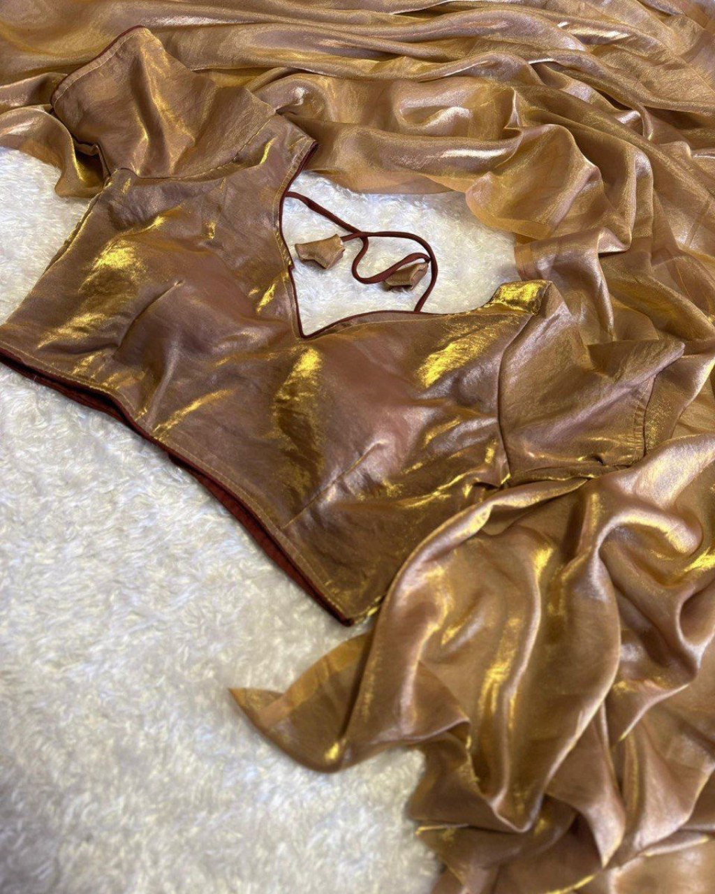Golden And Shining Party Wear Saree with Blouse