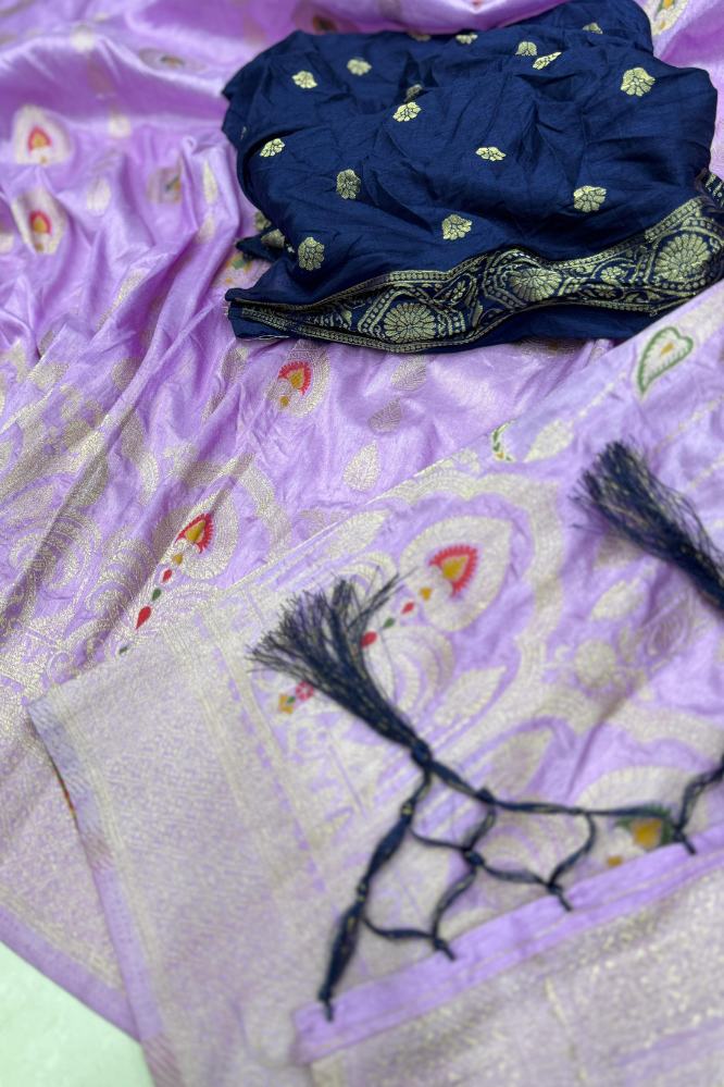 Baby Pink pure soft silk saree with Blouse.