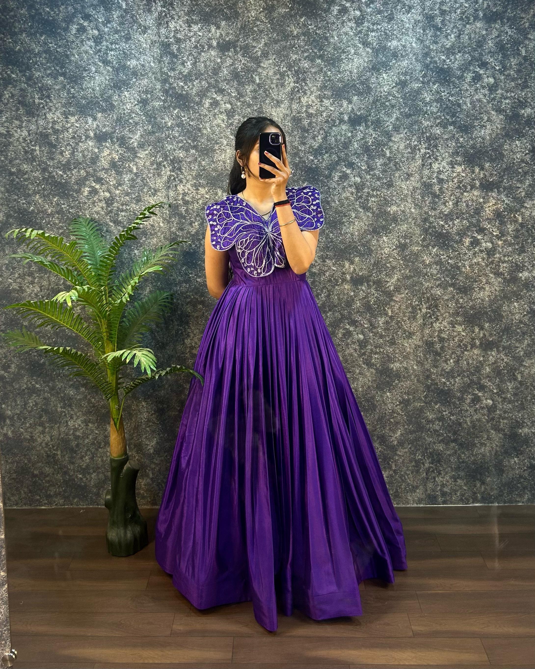 BUTTERFLY GOWN SOFT CHINON SILK WITH  EMBROIDERY ZARI WORK