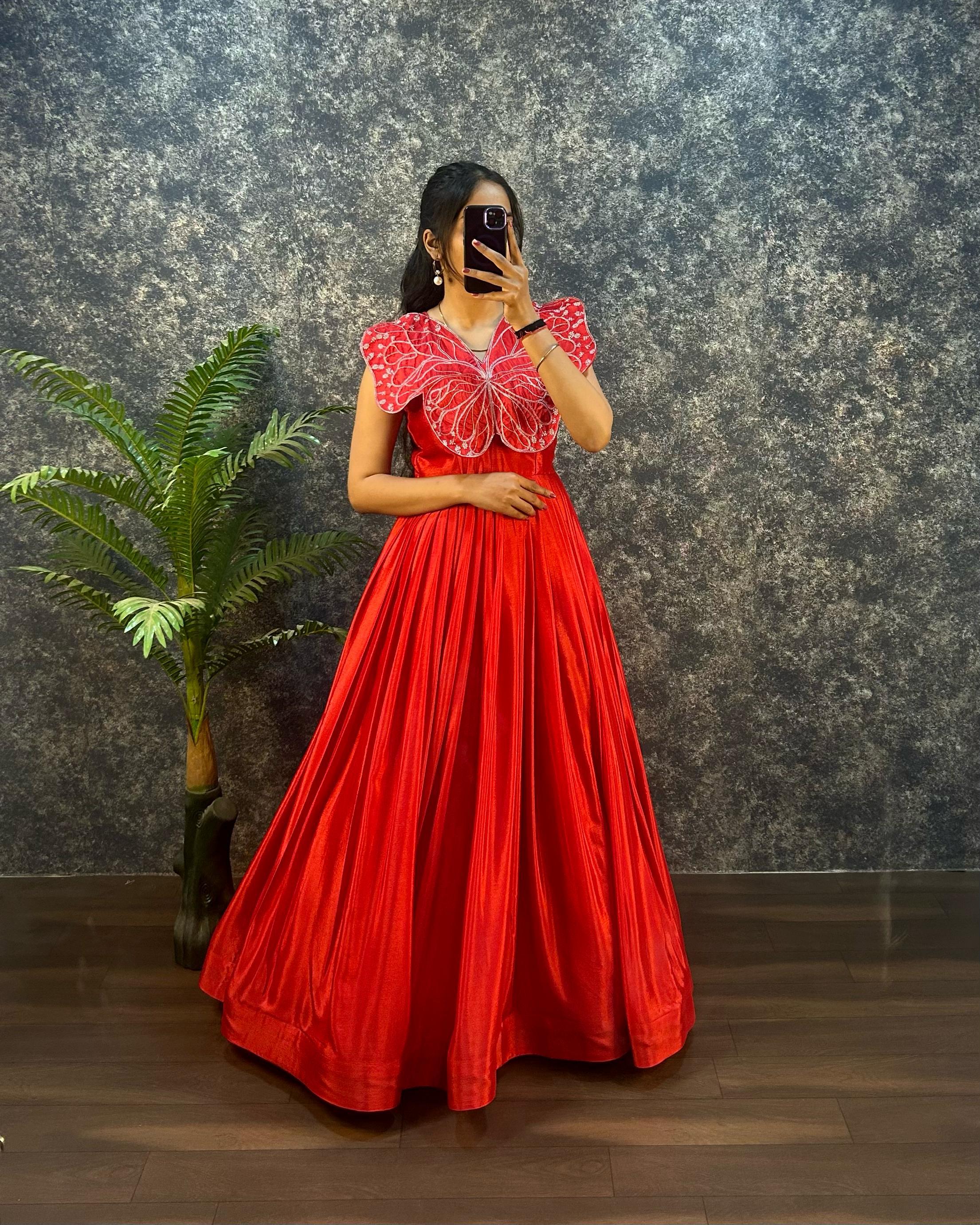 BUTTERFLY GOWN SOFT CHINON SILK WITH  EMBROIDERY ZARI WORK