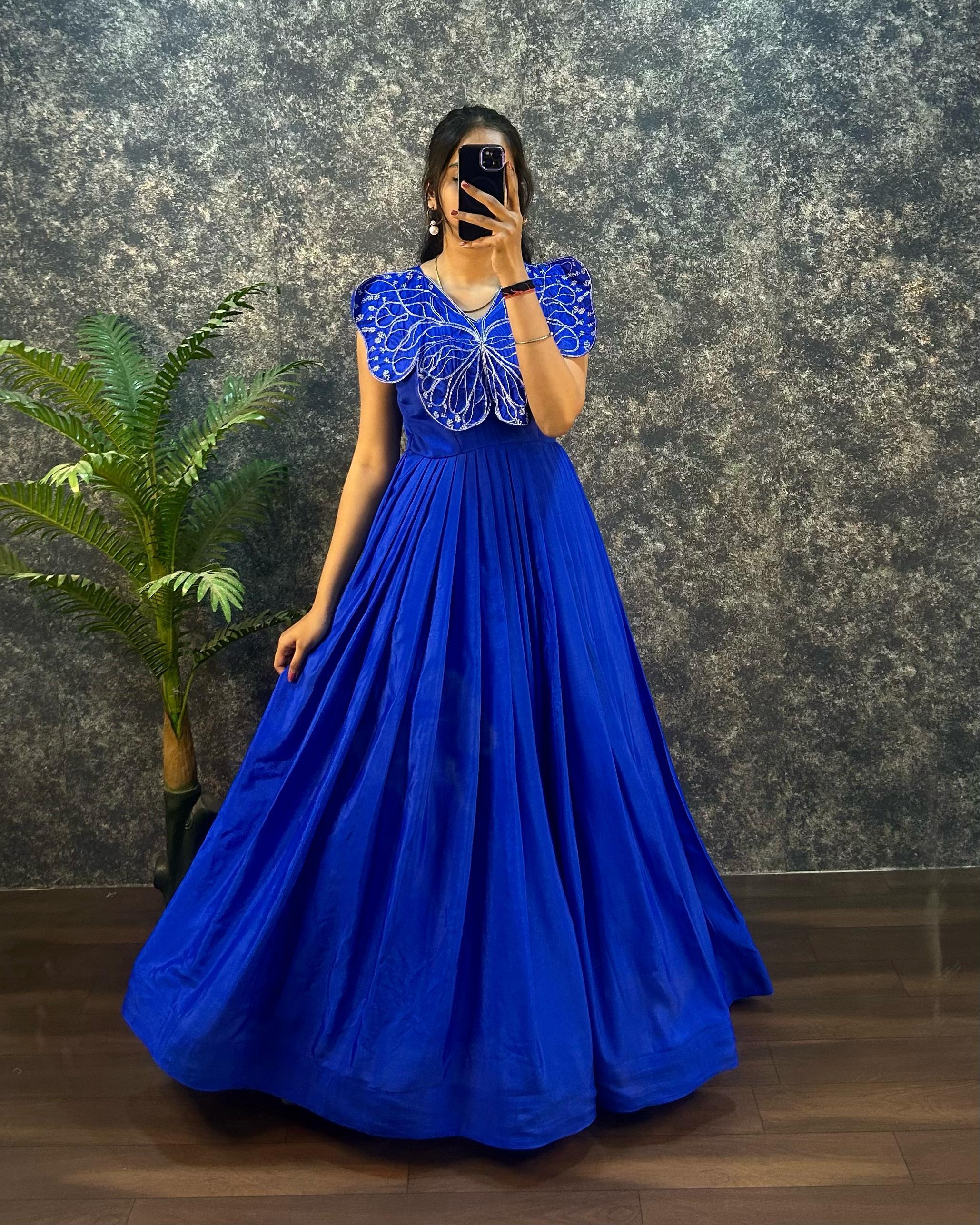 BUTTERFLY GOWN SOFT CHINON SILK WITH  EMBROIDERY ZARI WORK
