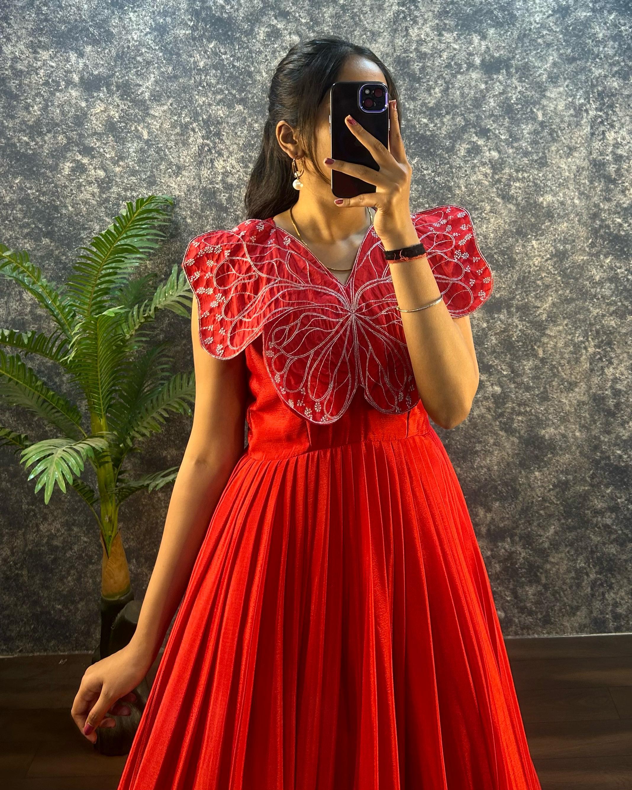 BUTTERFLY GOWN SOFT CHINON SILK WITH  EMBROIDERY ZARI WORK