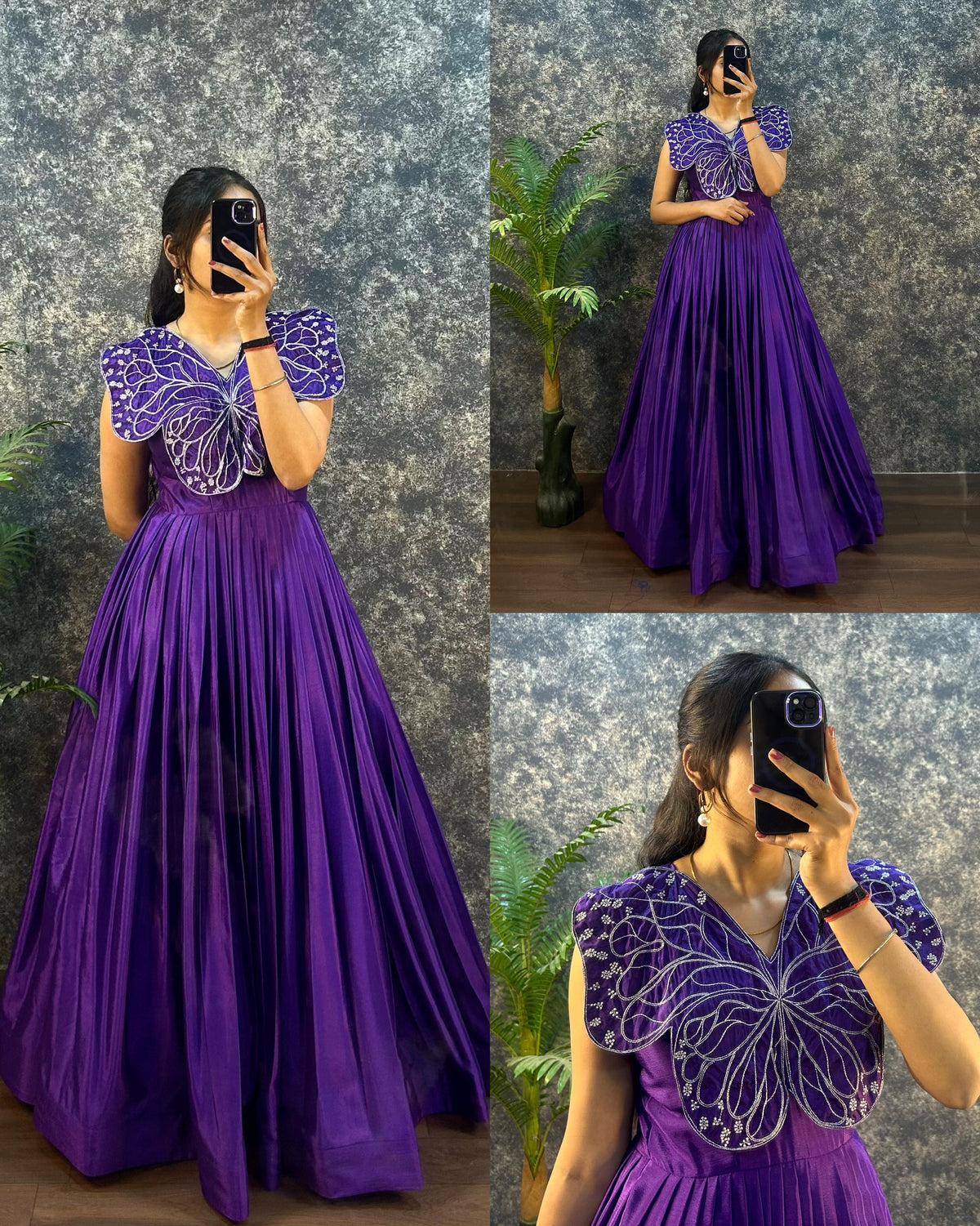 BUTTERFLY GOWN SOFT CHINON SILK WITH  EMBROIDERY ZARI WORK