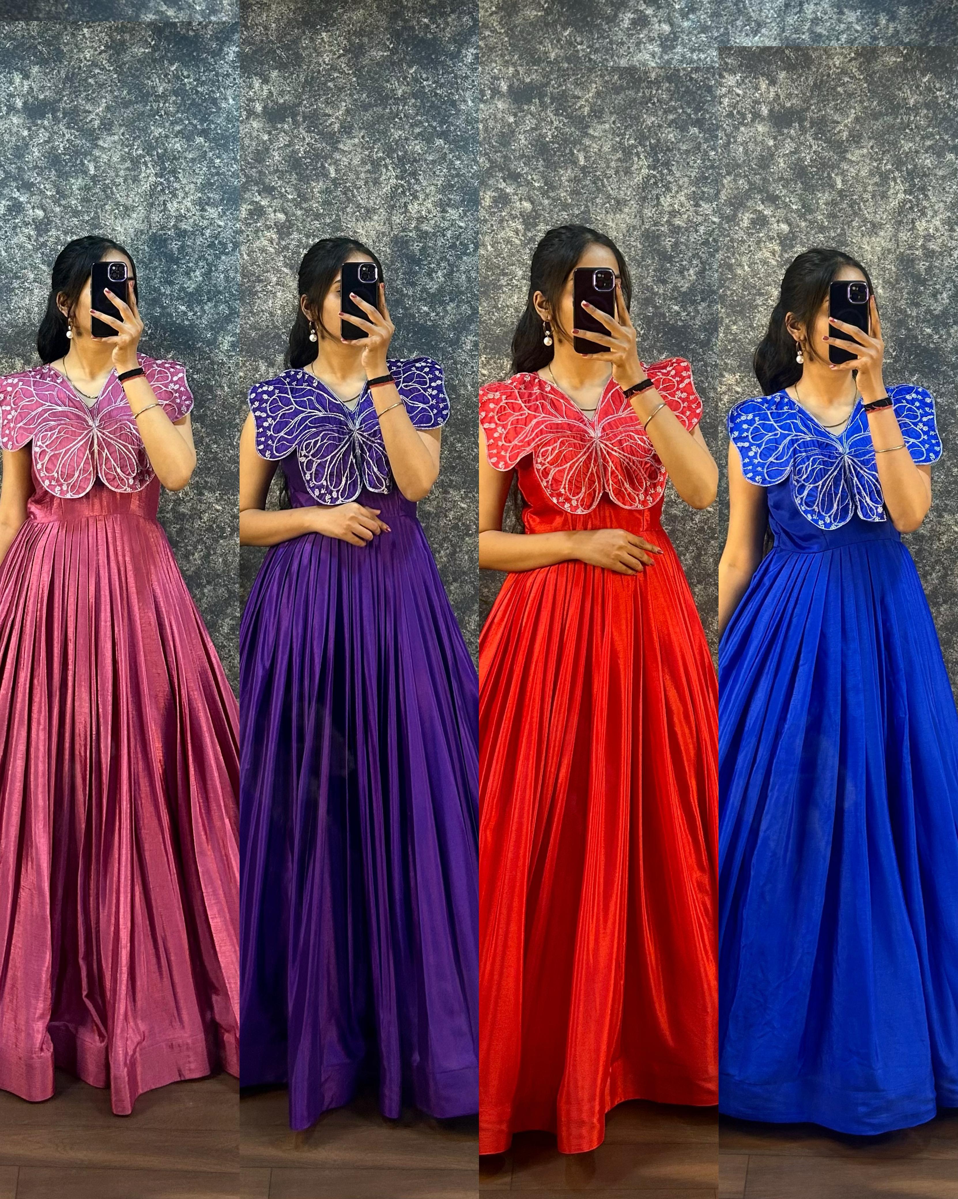 BUTTERFLY GOWN SOFT CHINON SILK WITH  EMBROIDERY ZARI WORK