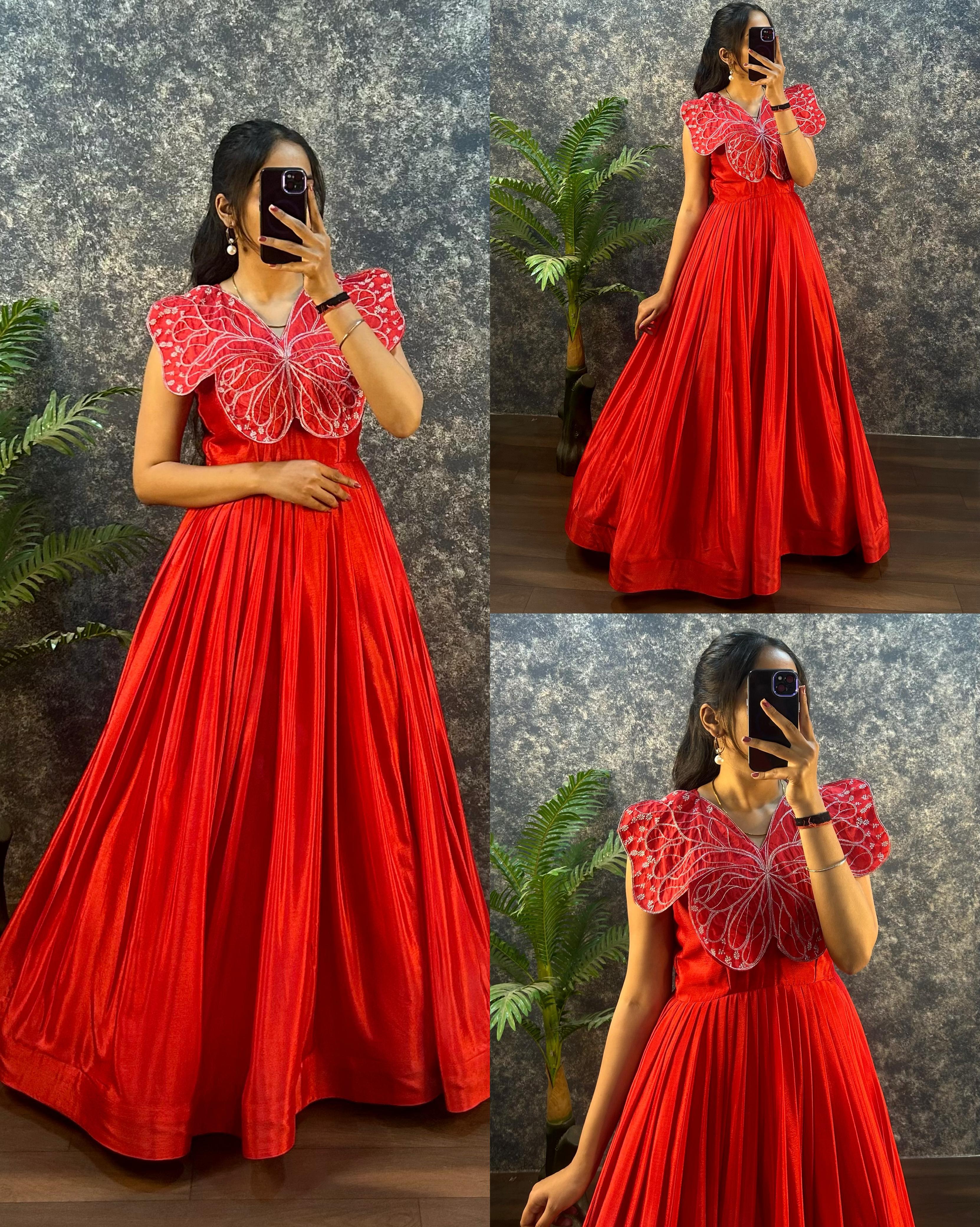 BUTTERFLY GOWN SOFT CHINON SILK WITH  EMBROIDERY ZARI WORK