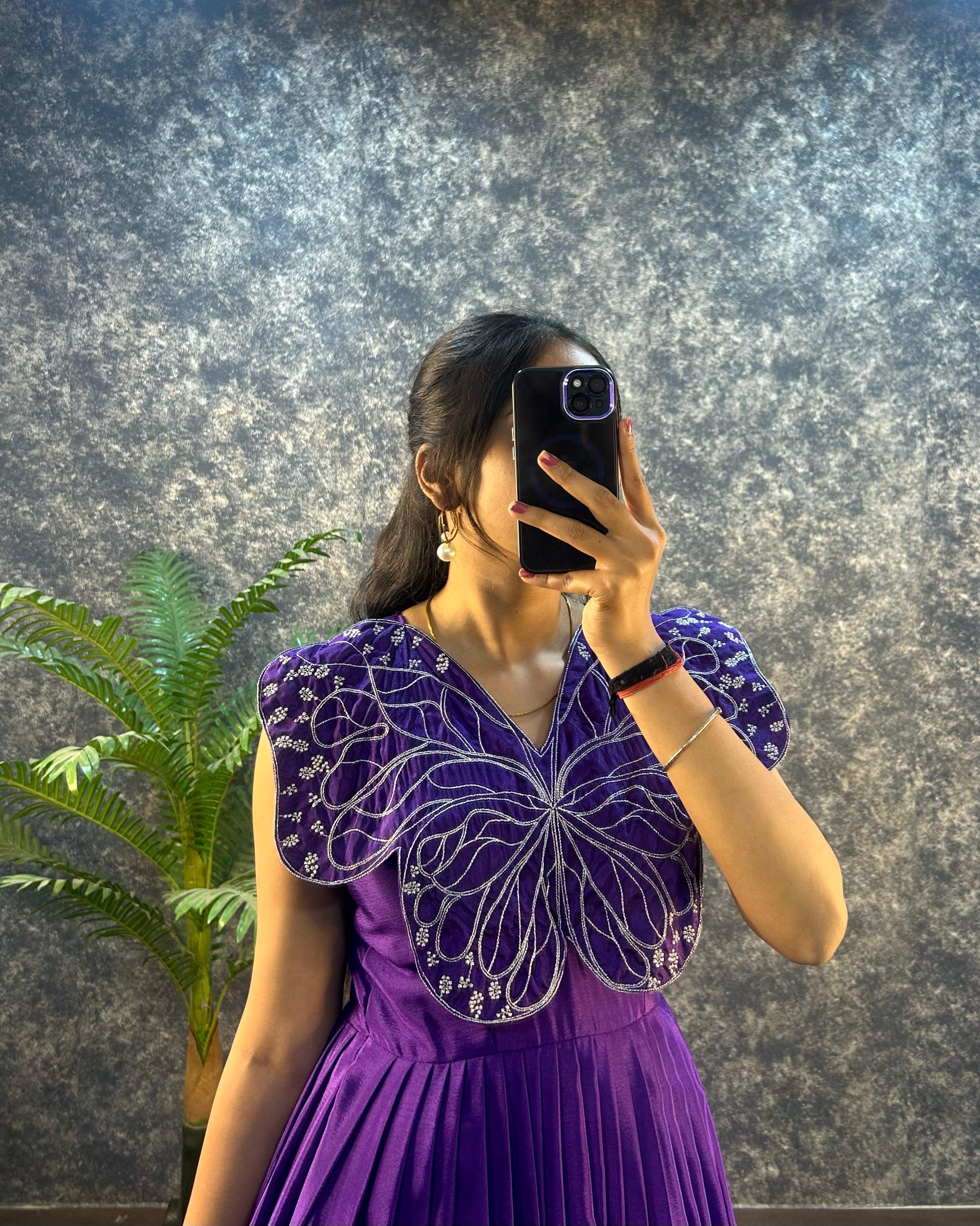 BUTTERFLY GOWN SOFT CHINON SILK WITH  EMBROIDERY ZARI WORK