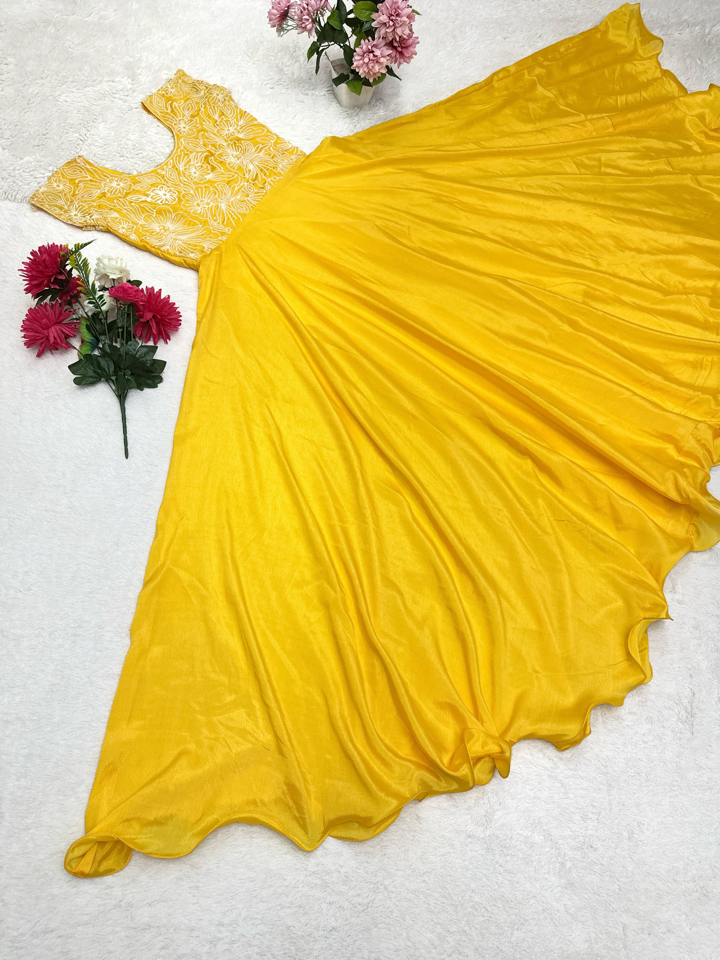 Beautiful Soft Chinon Embroidery Gown