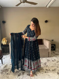 Blue Georgette Anarkali suit Set