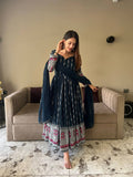 Blue Georgette Anarkali suit Set