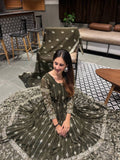 Mehendi Color Embroidery Anarkali suit set