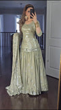 Pista Green Embroidery Lehenga Set