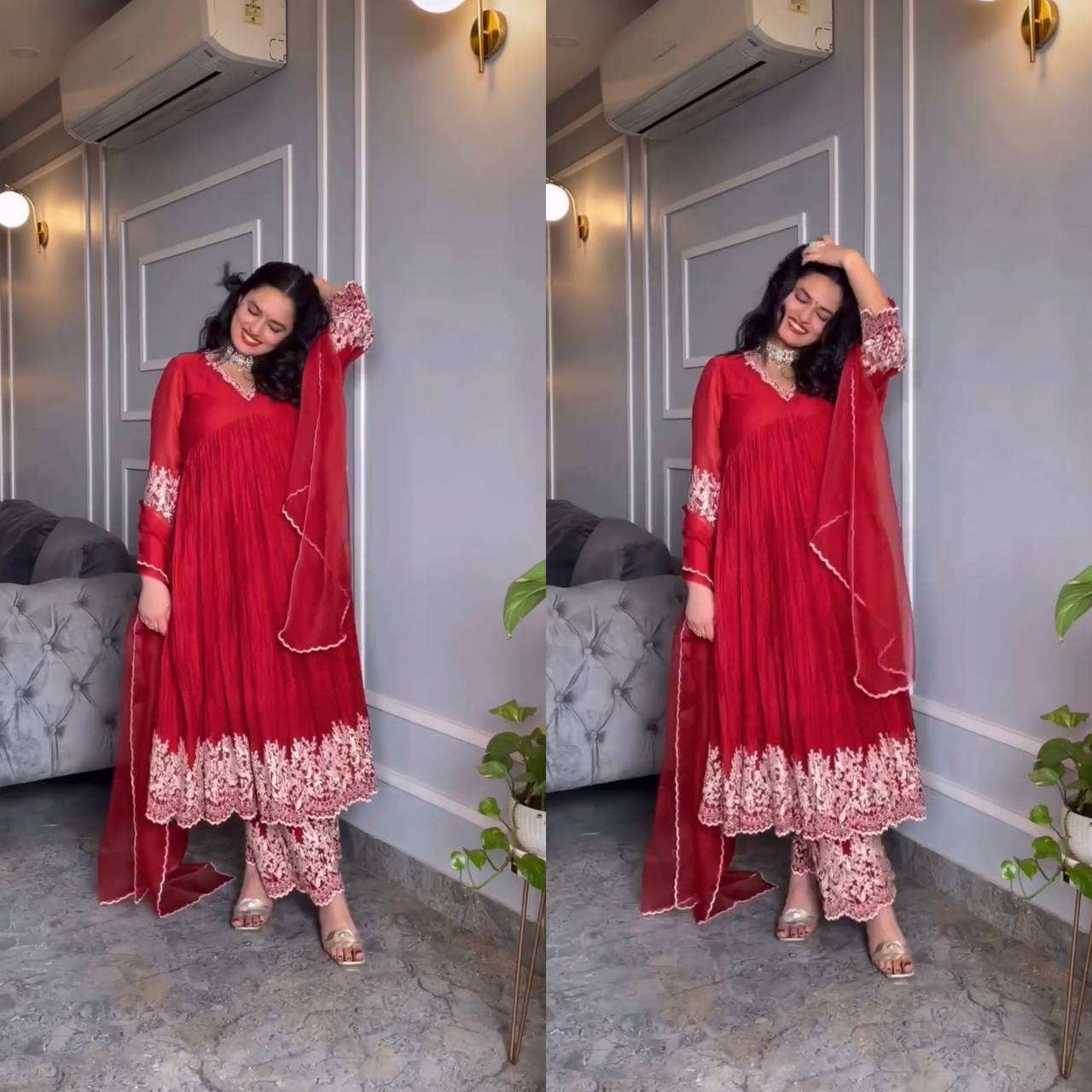 Red Color Anarkali Suit Set